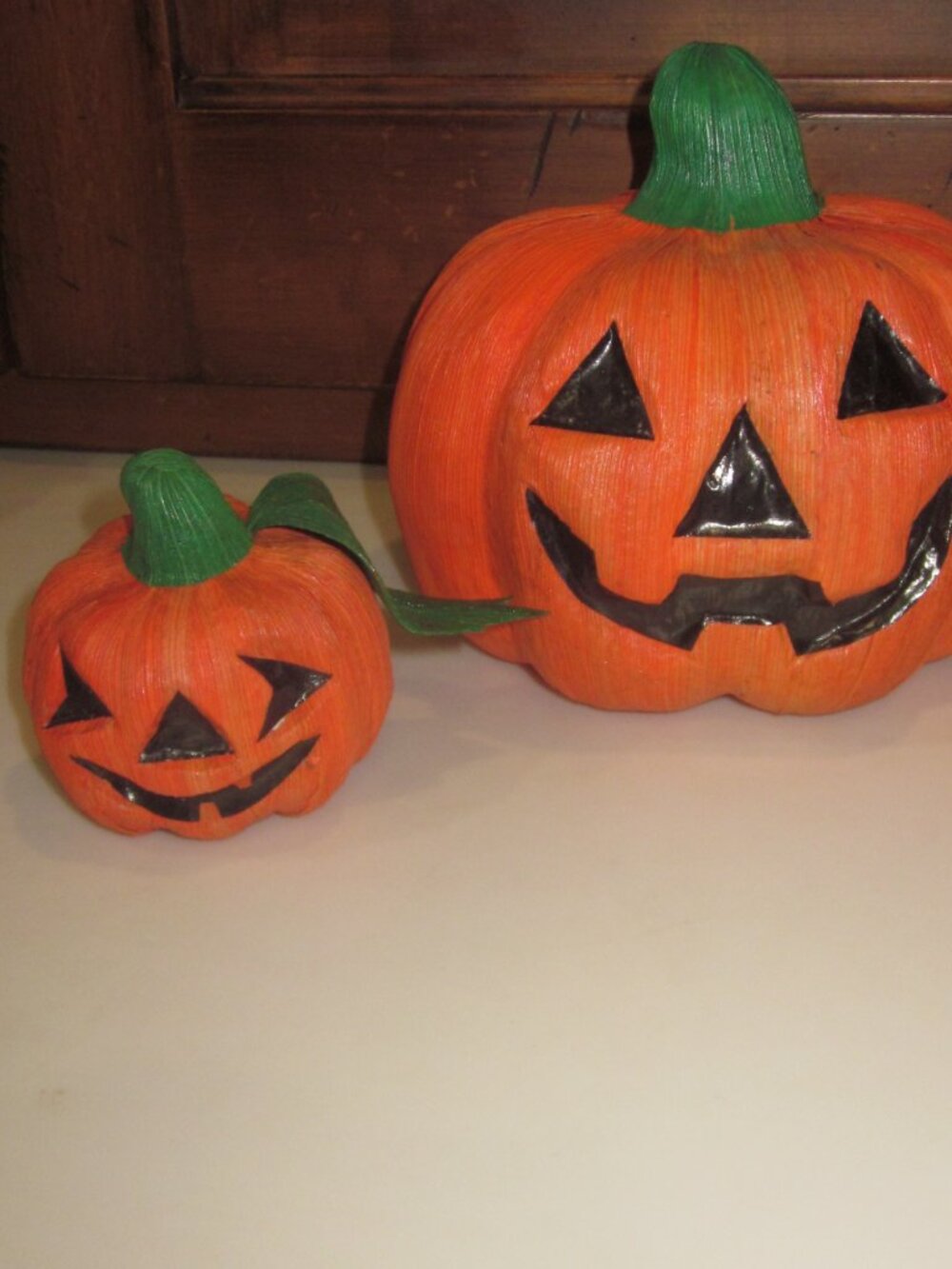 3 Decor Pumpkins Painted Corn Husk - Picture 2 of 4